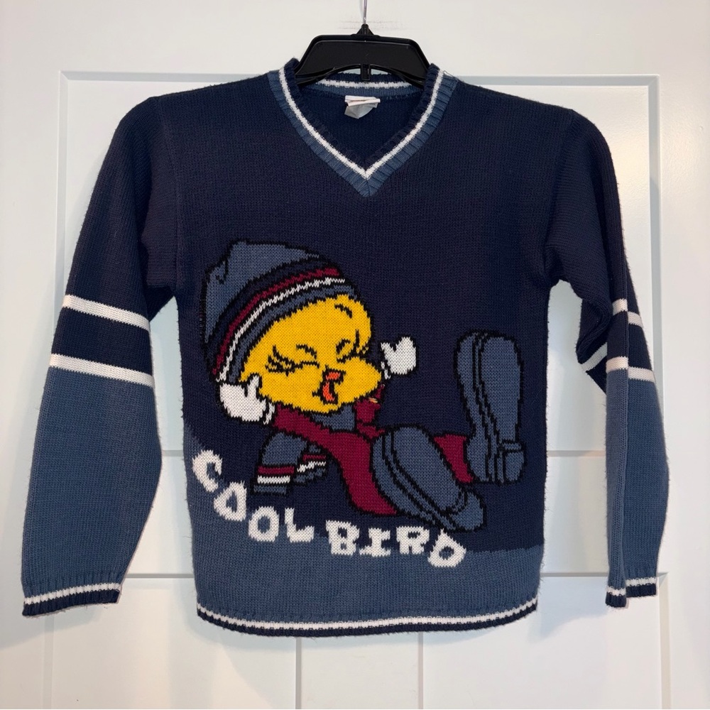 Vtg 90s Looney Tunes tweety bird acrylic sweater Youth Large
